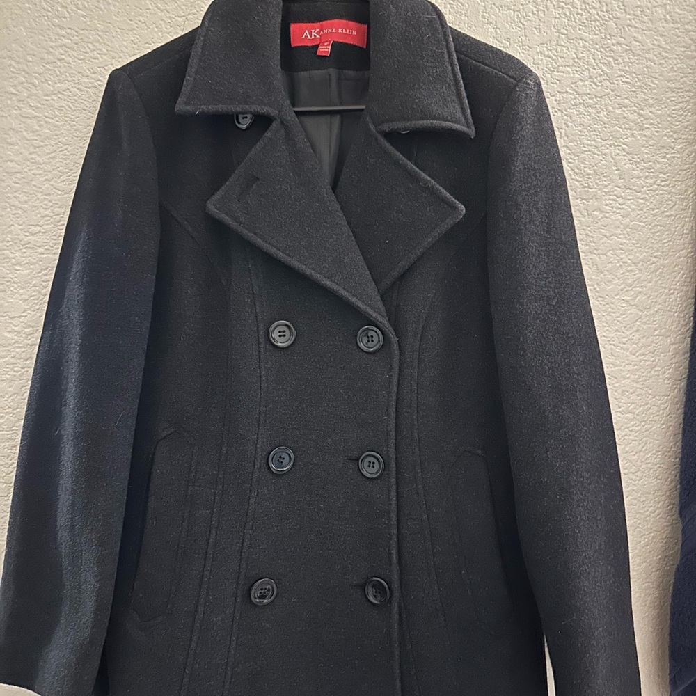 Anne Klein Black Peacoat Classic Wool Blend